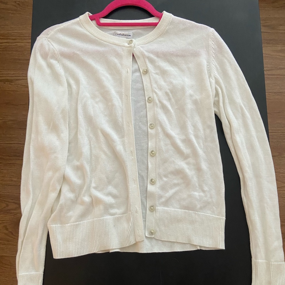 Preppy button up cardigan white XS